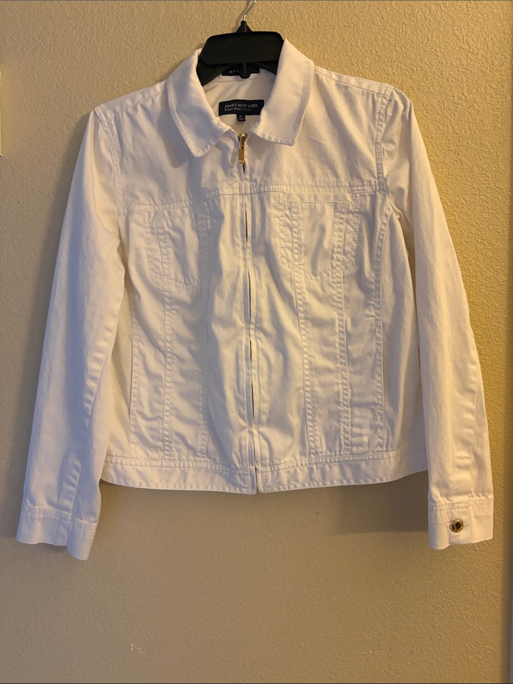 Jones New York White Zip-Up 98% Cotton Jacket